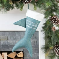 Ünnepi idő dekoráció cápa alakú vászon kékeszöld kék karácsonyi harisnya, 20