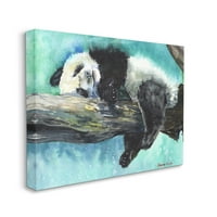 Stupell Industries Sleepy Baby Panda a fában az élénk kék vászon fali művészet, 48, George Dyachenko tervezése
