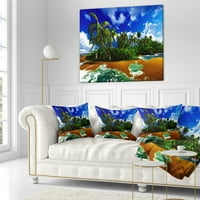 Designart Paradise Beach a Hawaii -szigeten - Modern Seascape Drow Pillow - 18x18