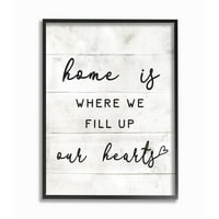 A Stupell Industries Home ott, ahol kitöltjük a szívünket, a családi idézet keretes fali művészeti tervezését, Daphne Polselli,