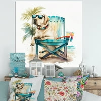 Designart kutya a tengerparti székre a II. Vászon fali művészetén