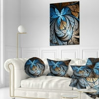 Designart Blue Brown fraktál virágmintázat - Virágos dobás párna - 12x20