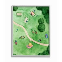 Stupell Industries Aerial Park szórakoztató akvarell nyári barátok festés keretes fal art dizájn, Grace Pop, 11 14