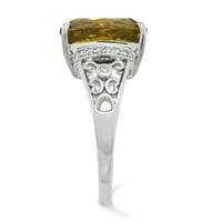 Primal ezüst ezüst ródium gyémánt és Checker vágott Whisky kvarc gyűrű