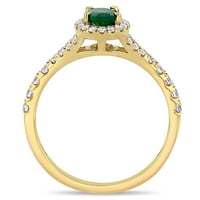 Miabella női karátos ovális vágású smaragd karátos gyémánt 14 kt sárga arany halo eljegyzési gyűrű