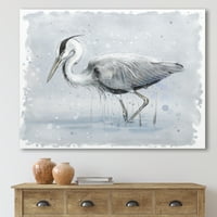 Designart 'Grey Heron Bird a tóban' parasztház vászon fali művészet