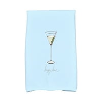 Egyszerűen Daisy ,, Martini Glass Happy Hour, geometriai nyomtatott konyhai törülköző, halványkék