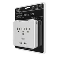Power PWS 3-kimeneti Túlfeszültség-védelem fali csap USB portokkal és Eszköztartóval
