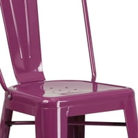 Flash bútorok kereskedelmi minőségű 30 magas Lila fém Beltéri-Kültéri bárszék háttal