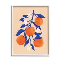 Stupell Orange Tree citrusfélék virágok Ételek és italfestés Fehér keretes művészeti nyomtatási fal művészet