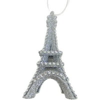 Ünnepi idő karácsonyi díszek 4 darab ezüst csillogó Eiffel-torony dísz