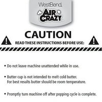 West Bend Air Crazy Hot Air Popcorn Popper - Popcorn Maker - QT