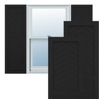Ekena Millwork 15 W 36 H True Fit PVC Két panel Chevron modern stílusú rögzített redőnyök, fekete