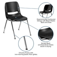 Flash bútorok HERCULES sorozat lb. Kapacitás Fekete ergonomikus Shell Stack szék króm Keret és 16 ülésmagasság