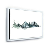 Minimalista fenyő erdő és téli hegyek III keretes festmény vászon Art Print