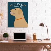 Stupell Industries szabadítsa fel a Wag kifejezést arany Labrador kutya vászon fal művészet, 48, Design Ginger Oliphant