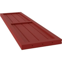 Ekena Millwork 14 W 58 H Americraft Négy tábla külső valódi fa két egyenlő panel keretes tábla-N-Batten redőnyök, Fire Red