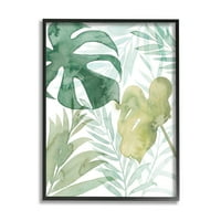 Réteges trópusi botanikai levelek Botanikus és virággrafikus művészet fekete keretes művészet nyomtatott fali művészet