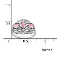 14K fehérarany 5x ovális rózsaszín turmalin gyűrű