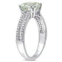 Miabella női 1- CT Green Quartz CT Diamond Sterling ezüst kettős sor koktélgyűrű