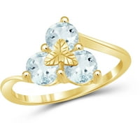 1. Carat T.G.W. Aquamarine Gemstone arany ezüst gyűrű felett