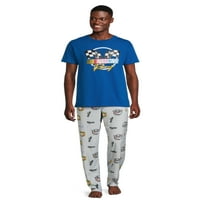 Férfi grafikus alvás póló és alvó nadrág, 2 darab, méretek XS-3XL