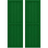 Ekena Millwork 1 2 W 44 H Americraft öt tábla külső igazi fa két egyenlő panel keretes tábla-N-Batten redőnyök, Viridian Green