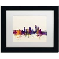 Védjegy Szépművészet Corpus Christie Texas Skyline Canvas Art készítette Michael Tombsett, White Matte, Fekete Frame