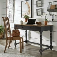 Weston Home Vance 1-Drawer Oak Top íróasztal töltőállomással, antik fekete