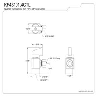 Kingston sárgaréz KF43101CTL 1 2 FIP 3 8 OD Comp Szögzáró szelep, polírozott króm