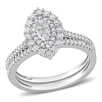 Miabella női karátos T.W. Diamond 14KT Fehér Arany Marquise Clustered Halo menyasszonyi készlet