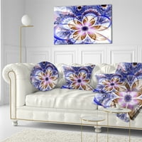 Designart Blue Light Fractal Flower - virágos párna - 12x20