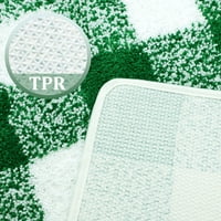 Egyedi olcsó, puha mikroszálas kockás fürdőkat szőnyegek zöld és fehér 17 x24 és 17 x47
