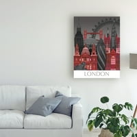 Védjegy Szépművészet 'London Levels By Night Red' vászon művészet, Fab Funky