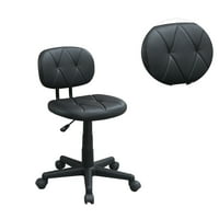 Alacsony hátú, állítható irodai szék PU bőrrel, mély gombos design asztali szék, erős bázissal, akcentus szék fekete, hálószoba,