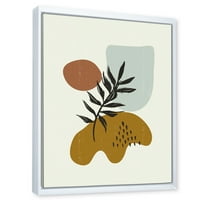 Designart 'Absztrakt formák botanikus minimalista levél II -vel' Modern keretes vászon fali nyomtatás