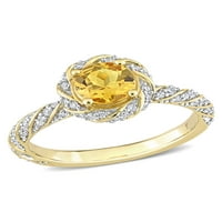 Carat T.G.W. Citrin és Carat T.W. Gyémánt 14KT sárga arany szüreti eljegyzési gyűrű