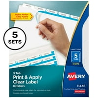 Avery Gazdaság Kerek Gyűrű View Binder, 1 2, White, 3 Avery Inde Maker Clear címkével rendelkező elválasztók 11436, 5-TAB, készletek,