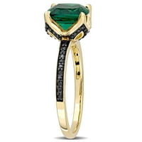 Miabella női 1- Karáttal készített smaragd fekete gyémánt akcentus 10KT sárga arany koktélgyűrű