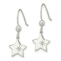 Primal Ezüst Ezüst köbös Cirkónia csillag egy csillag francia drót fülbevaló