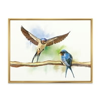 Két pajta lenyeli a madarakat az ágkeretes festmény vászon művészeti nyomtatványon