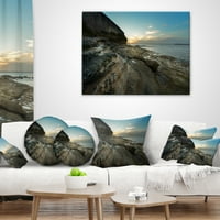 Designart Rocky Sydney Beach View - Seascape Drow Pillow - 18x18