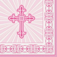 Radiáns kereszt vallási papír ebéd szalvéták, 6,5 hüvelyk, rózsaszín, 16ct