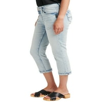 Silver Jeans Co. Női Elyse Mid Rise Capri, derékméret 24-36