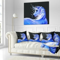 Designart Blue Horse akril művészet - Absztrakt dobás párna - 16x16