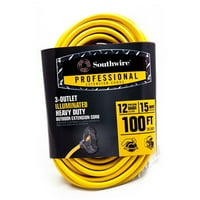 Southwire sárga professzionális, nagy teherbírású, tri-tap kültéri hosszabbító kábel