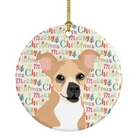 Chihuahua arany és fehér karácsonyi kerámia dísz