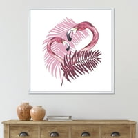 Designart 'rózsaszín flamingó a trópusi nyáron i' hagyományos keretes vászon fali művészet nyomtatás