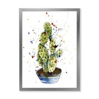 Designart 'Absztrakt kaktusz szobanövény' hagyományos keretes művészeti nyomtatás