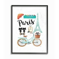 Stupell Industries Paris Objects Bike sarok Glam Fashion Wercolor keretes fal művészet, Amanda Greenwood